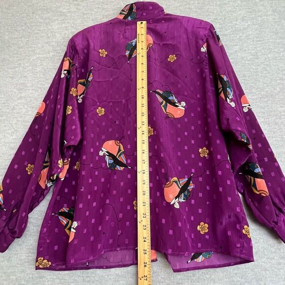 Diane Von Furstenberg Vintage Top Size Medium Purple Parisian Chic Woman Print - Picture 8 of 11